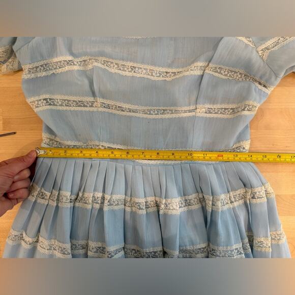 Vintage L'aiglon Blue Dress - Size 4/6 - Picture 9 of 10